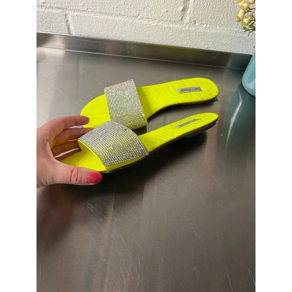 Cape Robbin Neon Rhinestone Sandals - Picture 2 of 7